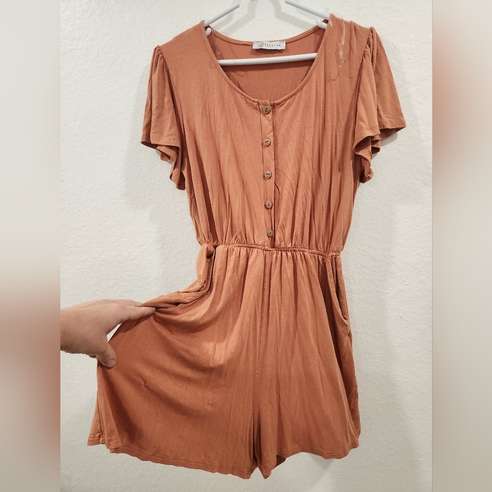 Forever 21 Brown Ruffled Peplum Jumpsuit - Picture 2 of 3